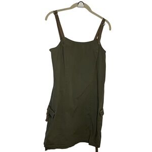 Y2K Point Zero Nicole Benisti Mini Dress Juniors 9 Green Cargo Utility